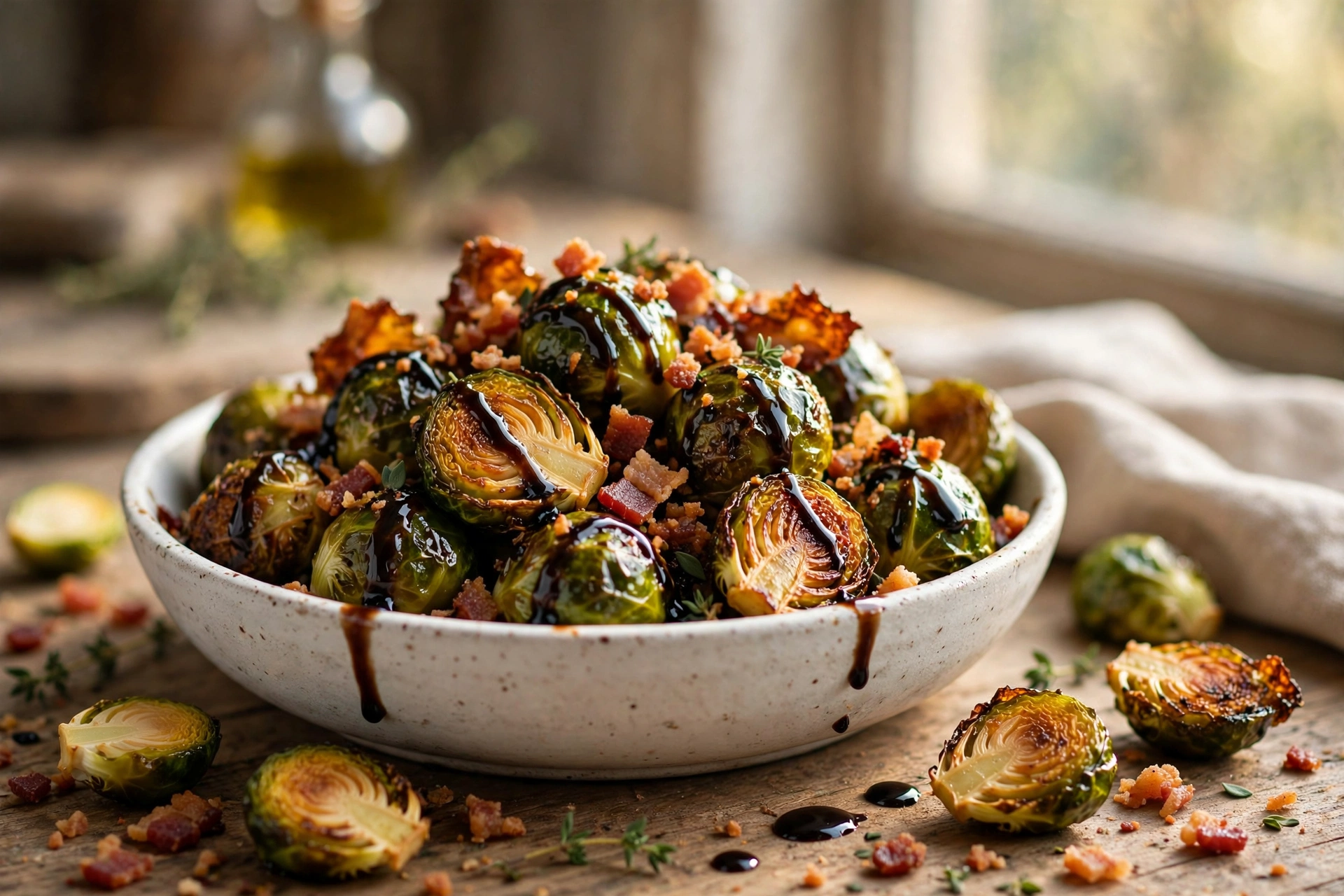 Air Fryer Brussels Sprouts with Bacon (Crispy & Caramelized)