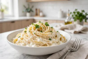 Cottage Cheese Alfredo Pasta (Creamy High-Protein Sauce)